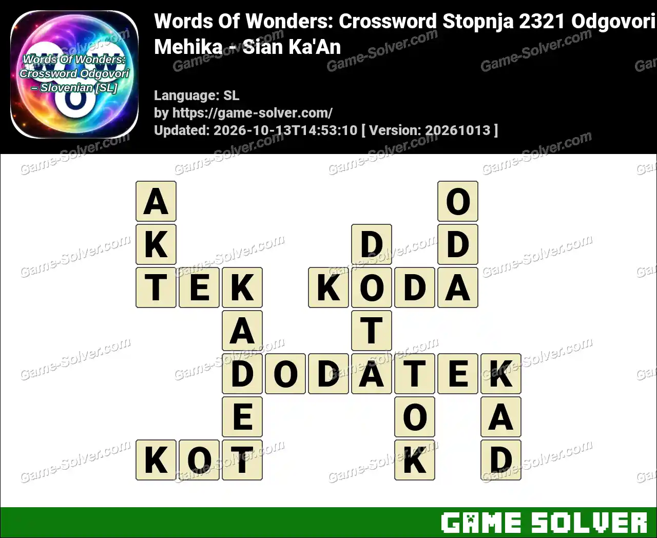 Words Of Wonders: Crossword Stopnja 2321 Odgovori – Mehika – Sian Ka’An